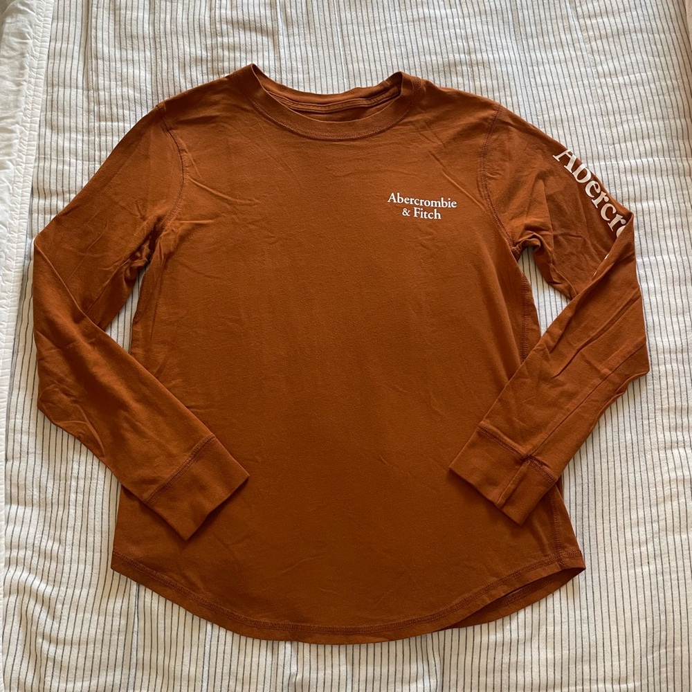 Abercrombie & Fitch Orange Fitted Long Sleeve Tee